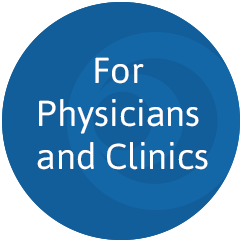 For Physicians and Clinics circle, blue